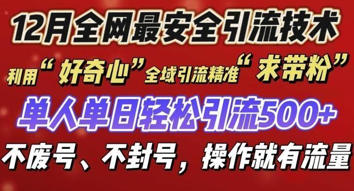 12 月份全网最安全引流创业粉技术来袭，不封号不废号，有操作就有流量【揭秘】