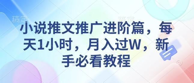 小说推文推广进阶篇，每天1小时，月入过W，新手必看教程