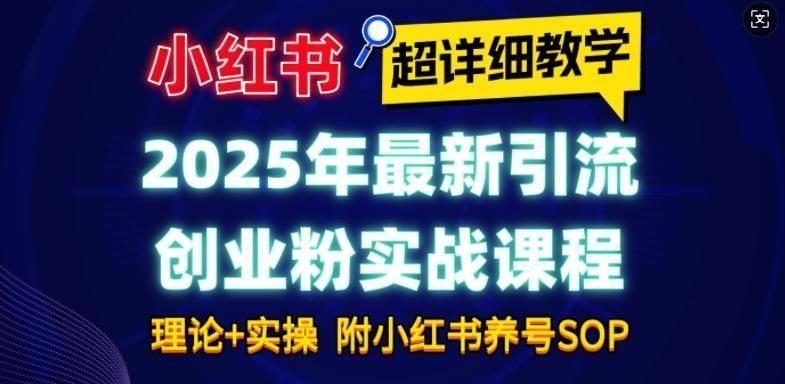 2025年最新小红书引流创业粉实战课程【超详细教学】小白轻松上手，月入1W+，附小红书养号SOP