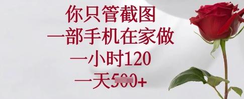 你只管截图，一部手机在家做，一小时120.一天5张【揭秘】