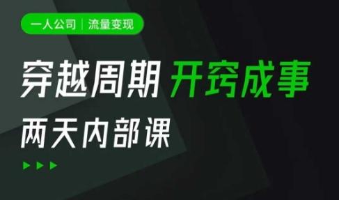 一人公司：流量变现课，一人公司的方法模型拆解， 拆解富人思维，流量思维，小老板思维等