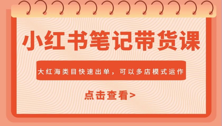 小红书笔记带货课，大红海类目快速出单，市场大，可以多店模式运作(更新)